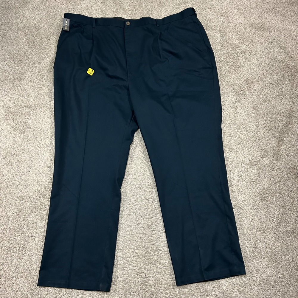 Haggar Pants Work to Weekend 54x34 Navy Blue Pleated Classic Fit Khakis New